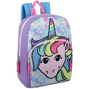 Rainbow Unicorn Backpack Travel School Adjustable Padded Straps Kids Purple Blue
